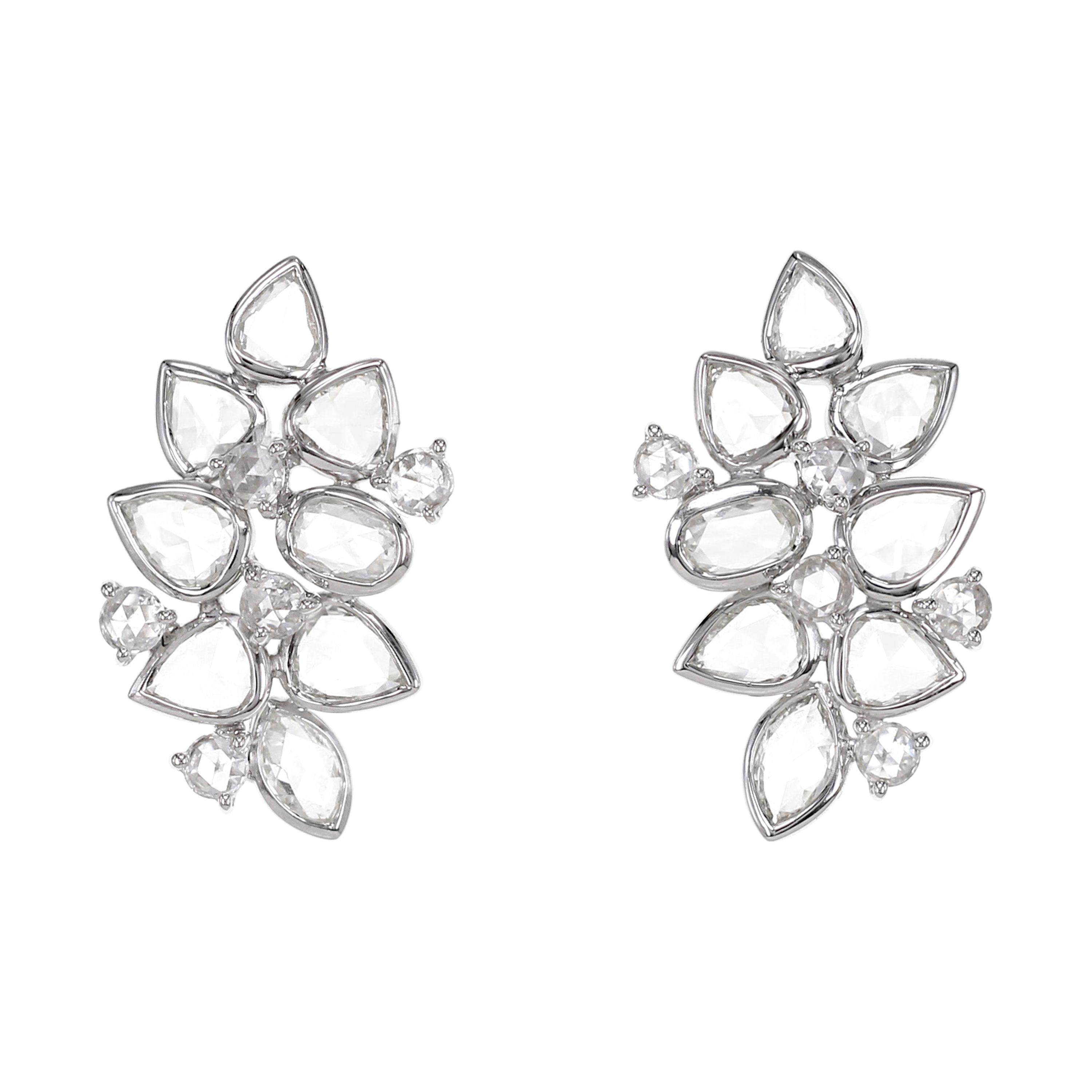 2.3 Carat White Rose Cut Diamond Dangle Earring