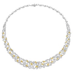 23 Karat Gelbe und weiße Diamant-Halskette