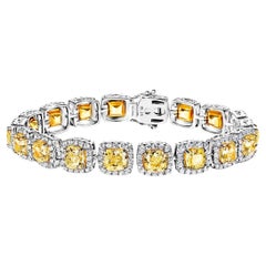 Single Row Armband mit 23 Karat Diamanten im Kissenschliff, zertifiziert Y