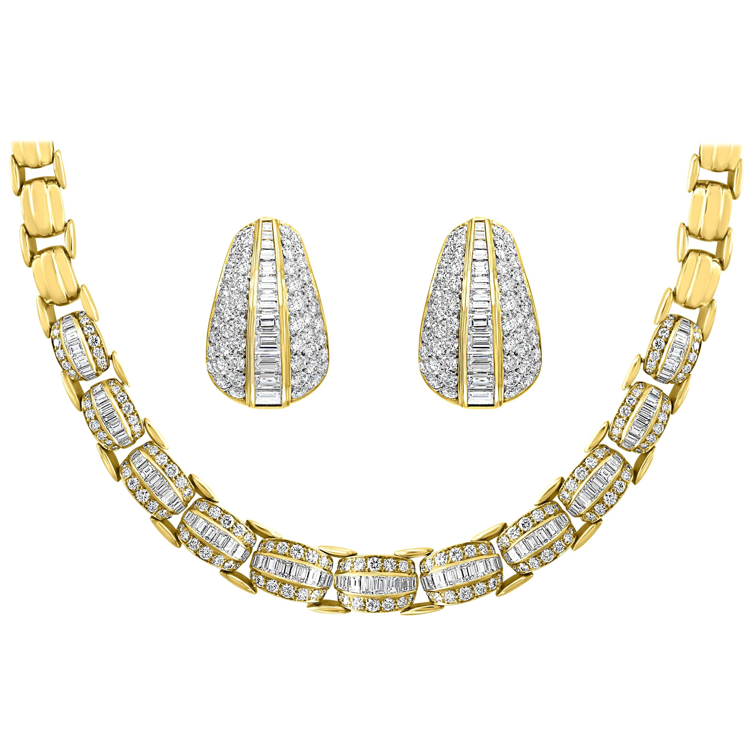 23 Ct Diamond Necklace & Earrings Bridal Suite by Star Forest 105 Gm 18 K Gold