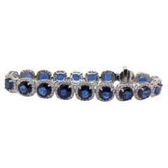 23 ct Sapphire Tennis Bracelet w Natural Diamond Halos Round