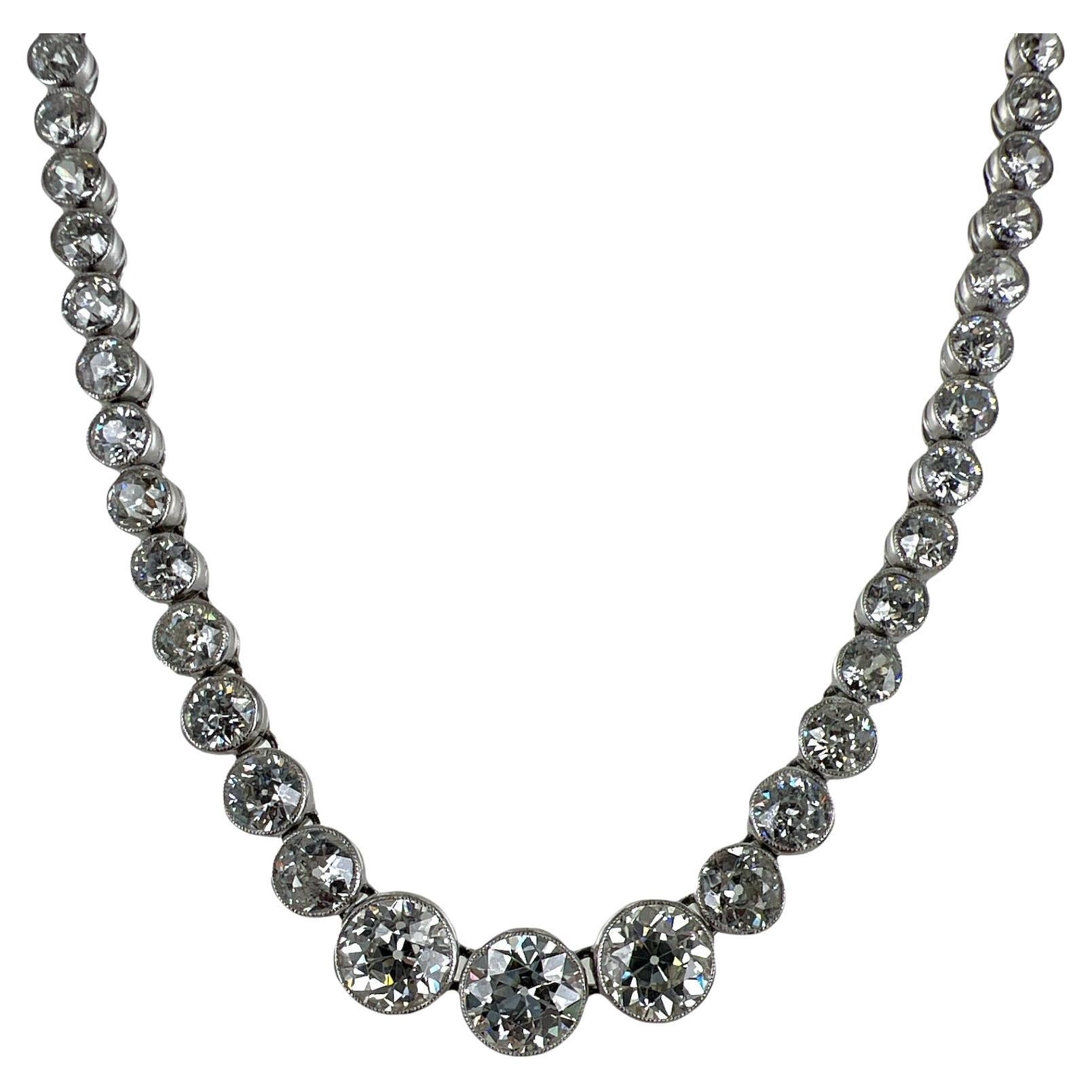 76 Carat Old European Cut Diamond Riviera Necklace at 1stDibs