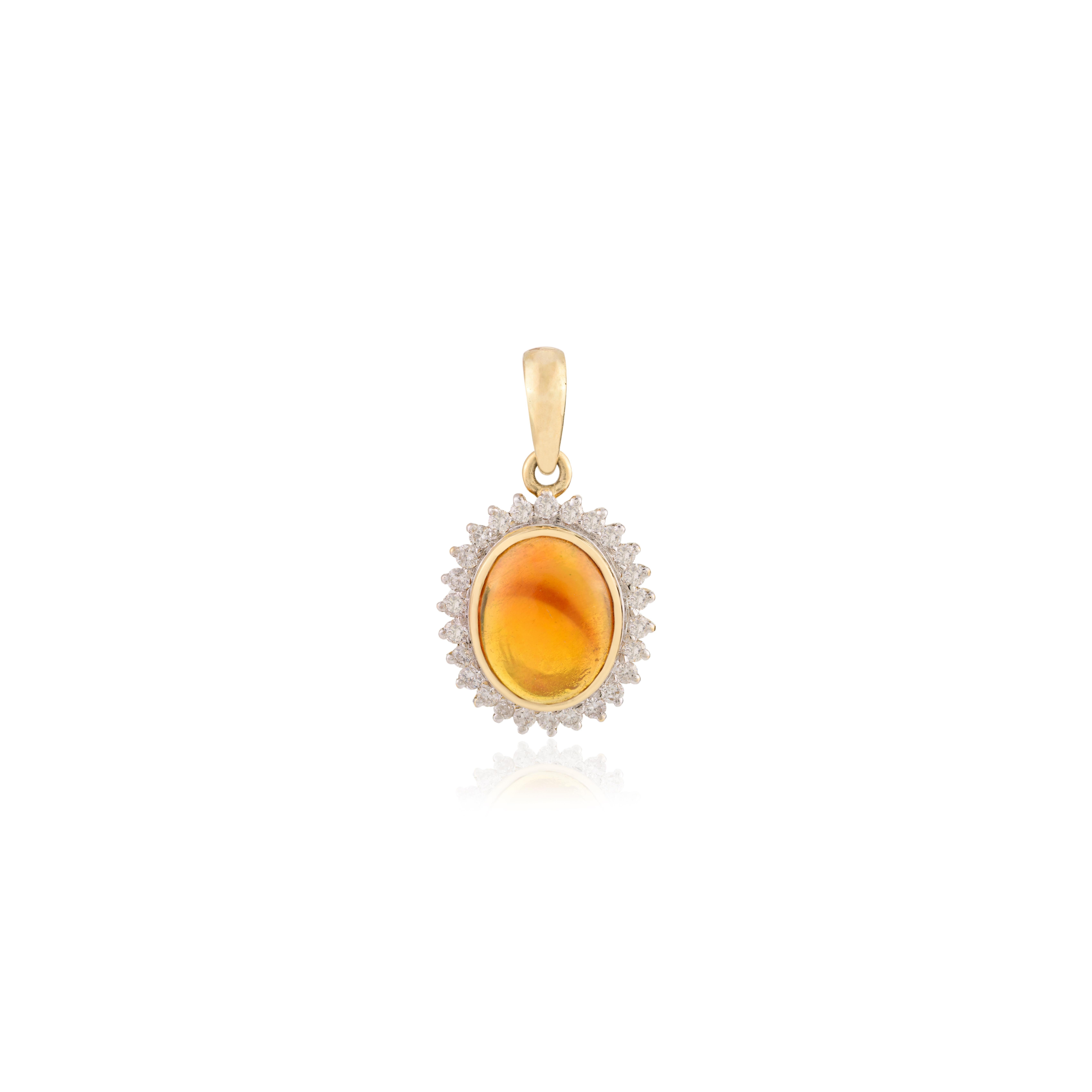 Ciondolo con diamante aureolato Opale taglio ovale da 2,3 CTW Regalo per le donne in oro giallo 14k in vendita 3