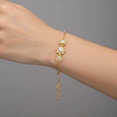 23 Fancy Golden 14K (or 18k upon request) Yellow Gold Diamond Link Bracelet