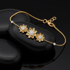 23 Fancy Golden 14K (or 18k upon request) Yellow Gold Diamond Link Bracelet
