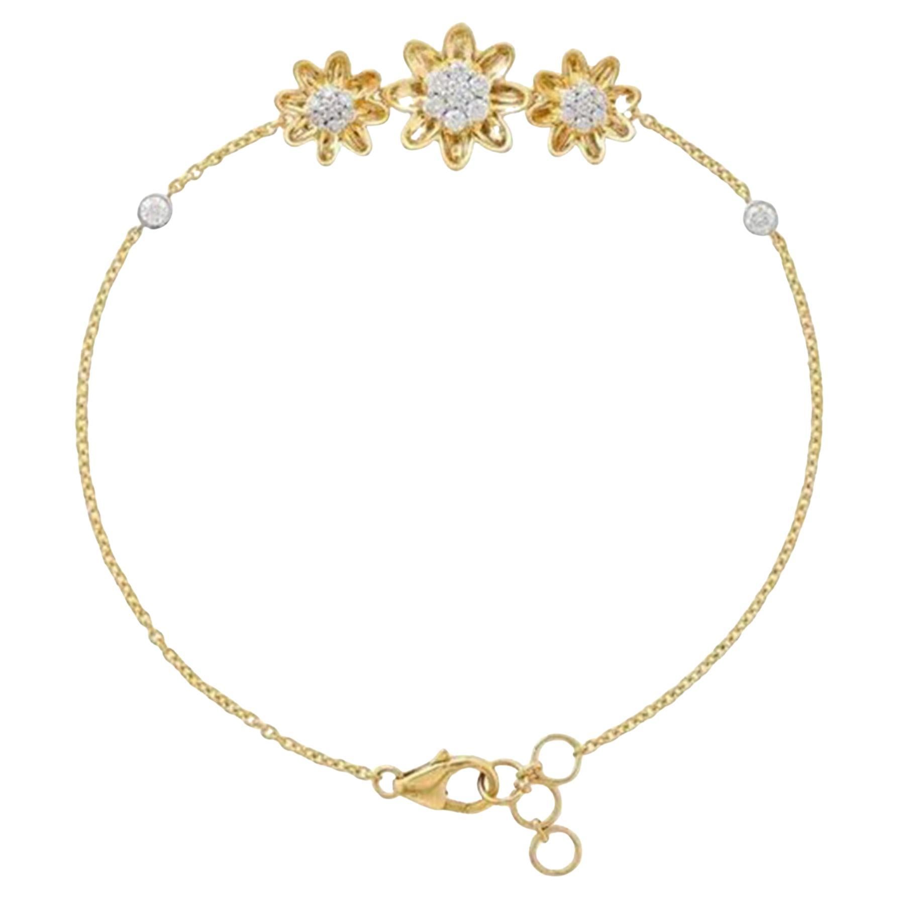 23 Fancy Golden 14K (or 18k upon request) Yellow Gold Diamond Link Bracelet For Sale