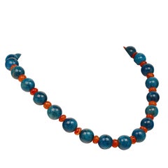 AJD 23 Inch Glowing Apatite and Carnelian Necklace