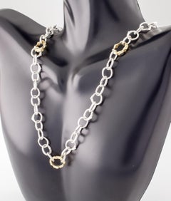 K. Brunini Sterling Silver and Gold Twig Loop Chain Necklace Toggle