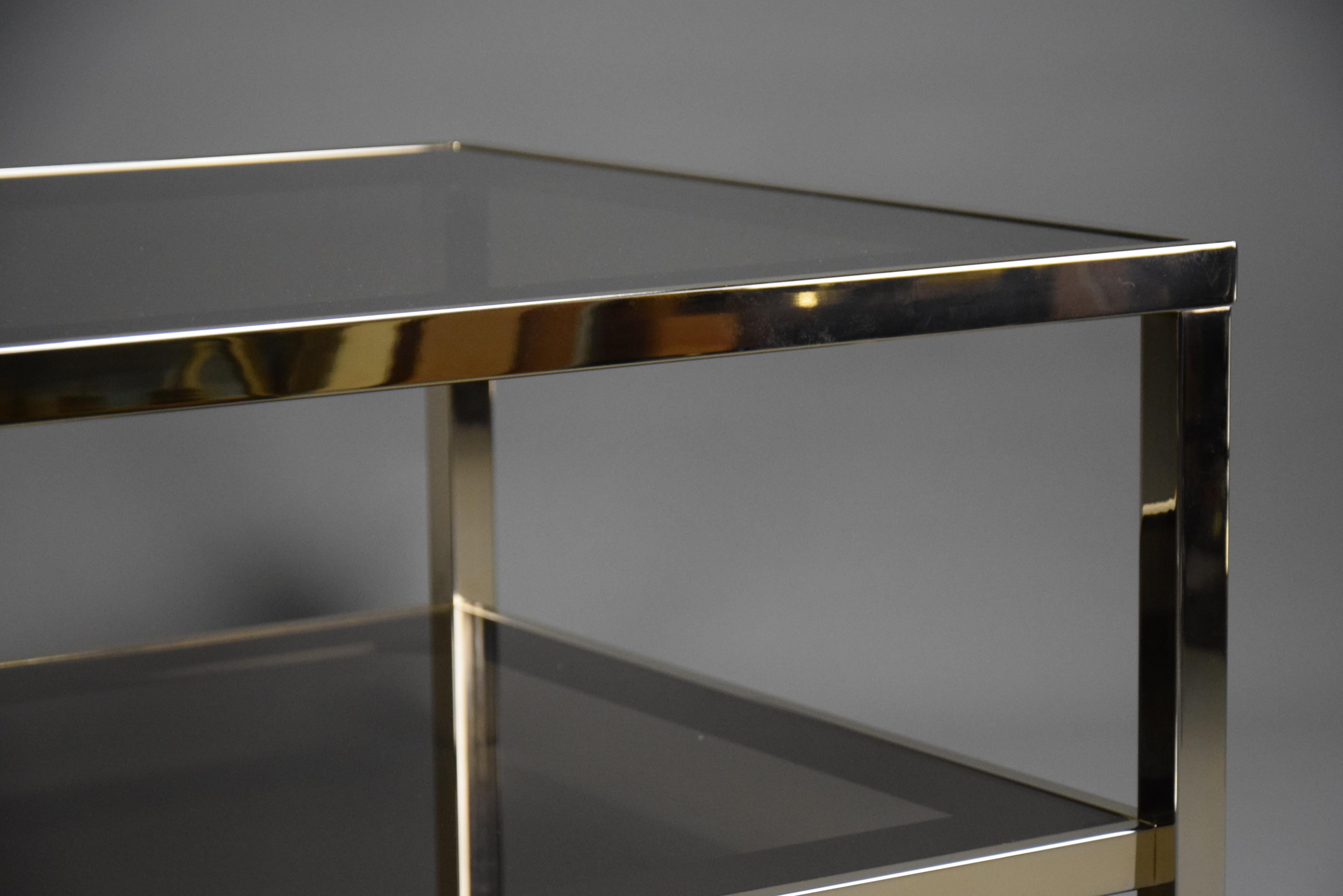 Fin du 20e siècle Table basse Belgo Chrom à deux niveaux des années 1970, plaquée or 23 carats en vente