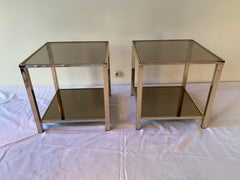 23-Karat Gold-Plated Pair of Side Tables by Belgo Chrome