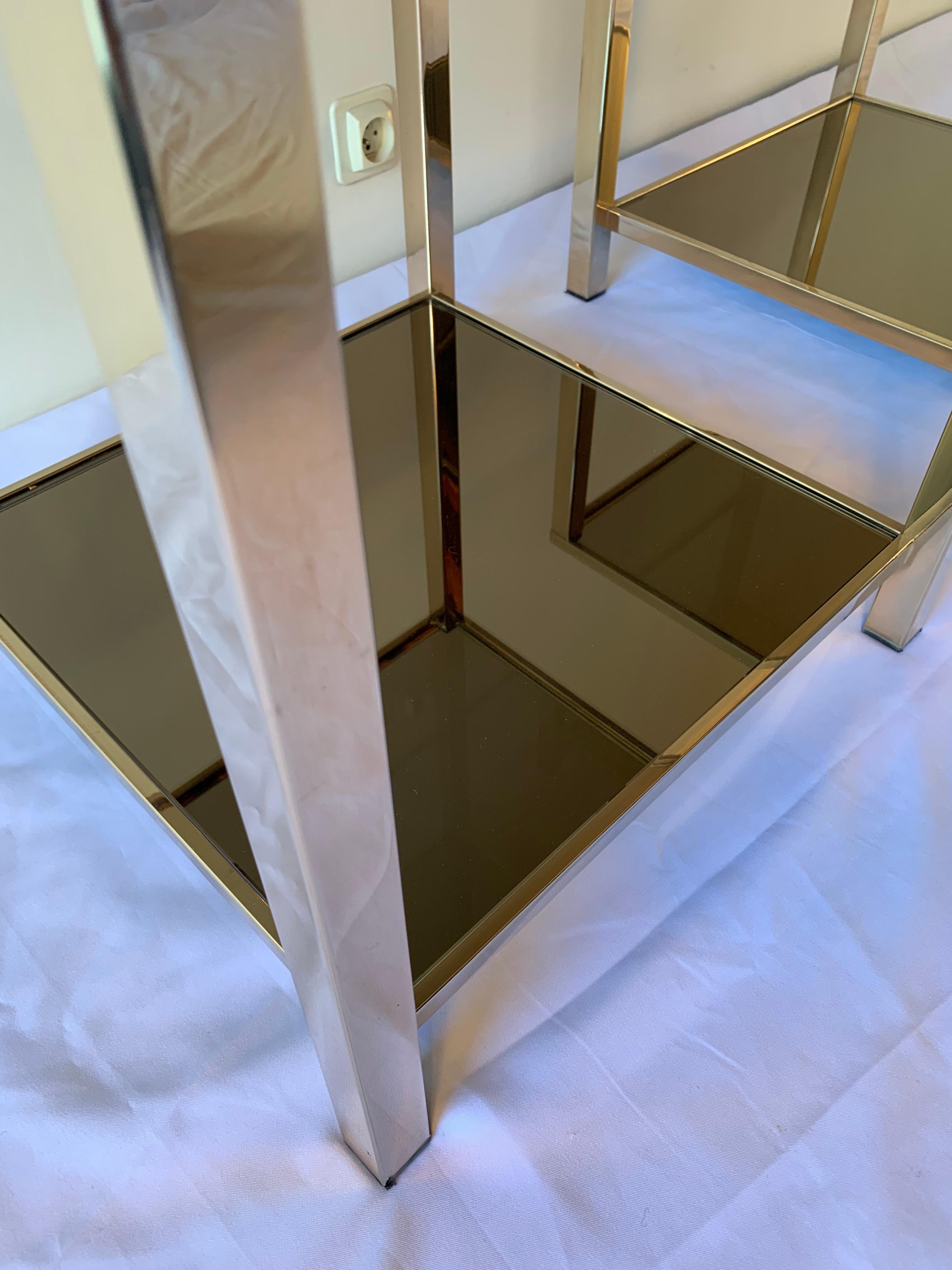 23-Karat Gold-Plated Pair of Side Tables by Belgo Chrome In Good Condition For Sale In Brussels, Brussels