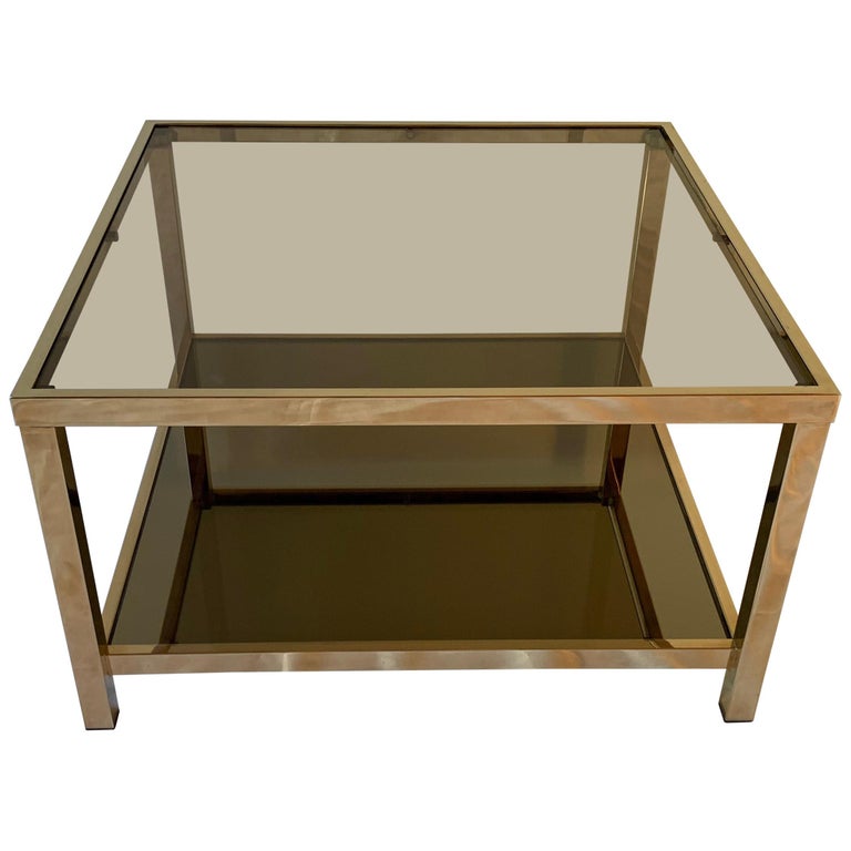 23Karat GoldPlated TwoTier Squared Coffee Table by Belgo Chrome For