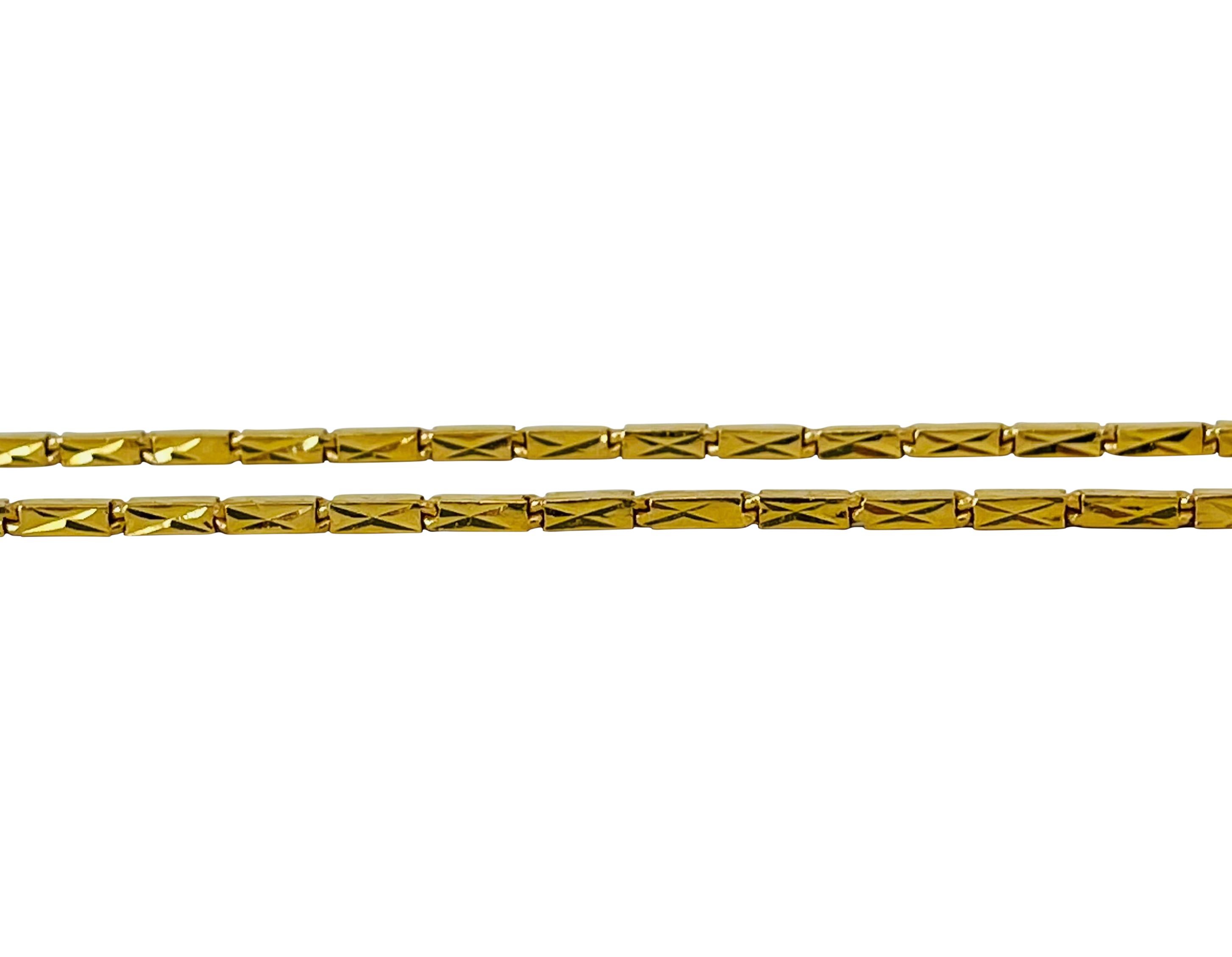 Women's or Men's 23 Karat Yellow Gold Heavy Diamond Cut Box Bar Link Chain Necklace