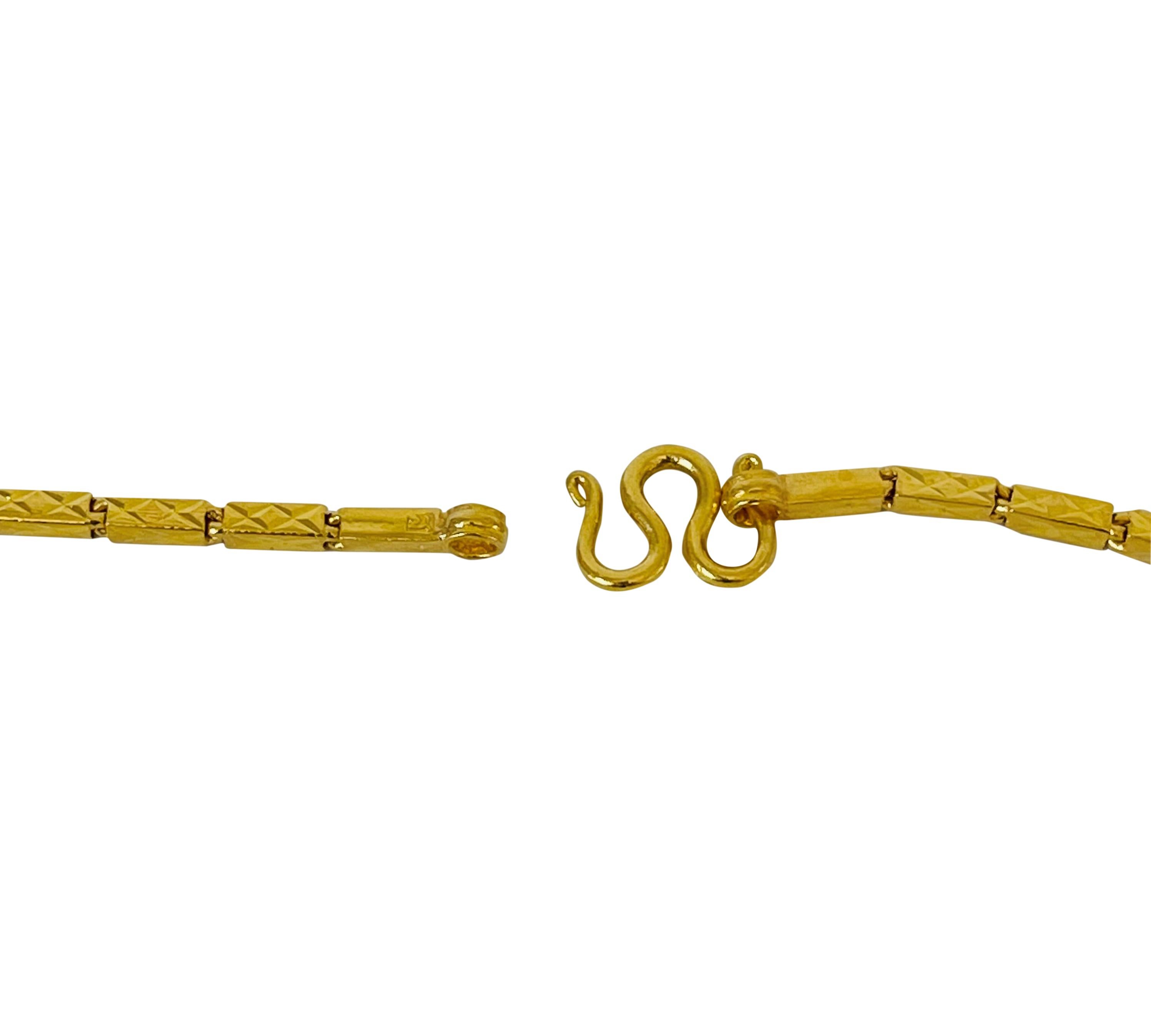 23 Karat Yellow Gold Heavy Diamond Cut Box Bar Link Chain Necklace 1