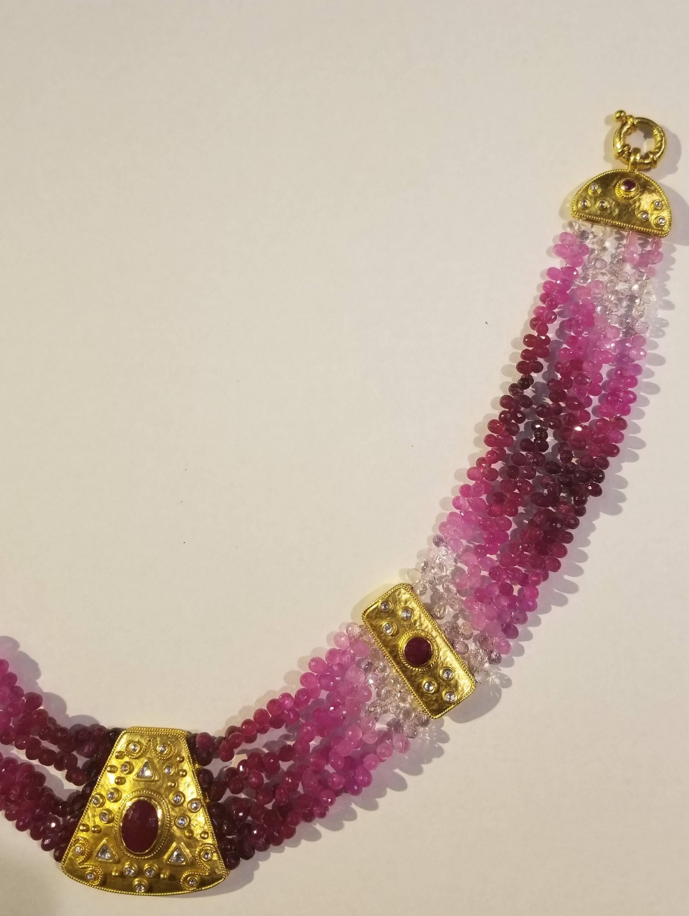 23 Karat Yg Ruby and Diamond Necklace For Sale 2