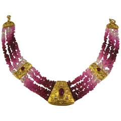 23 Karat Yg Ruby and Diamond Necklace