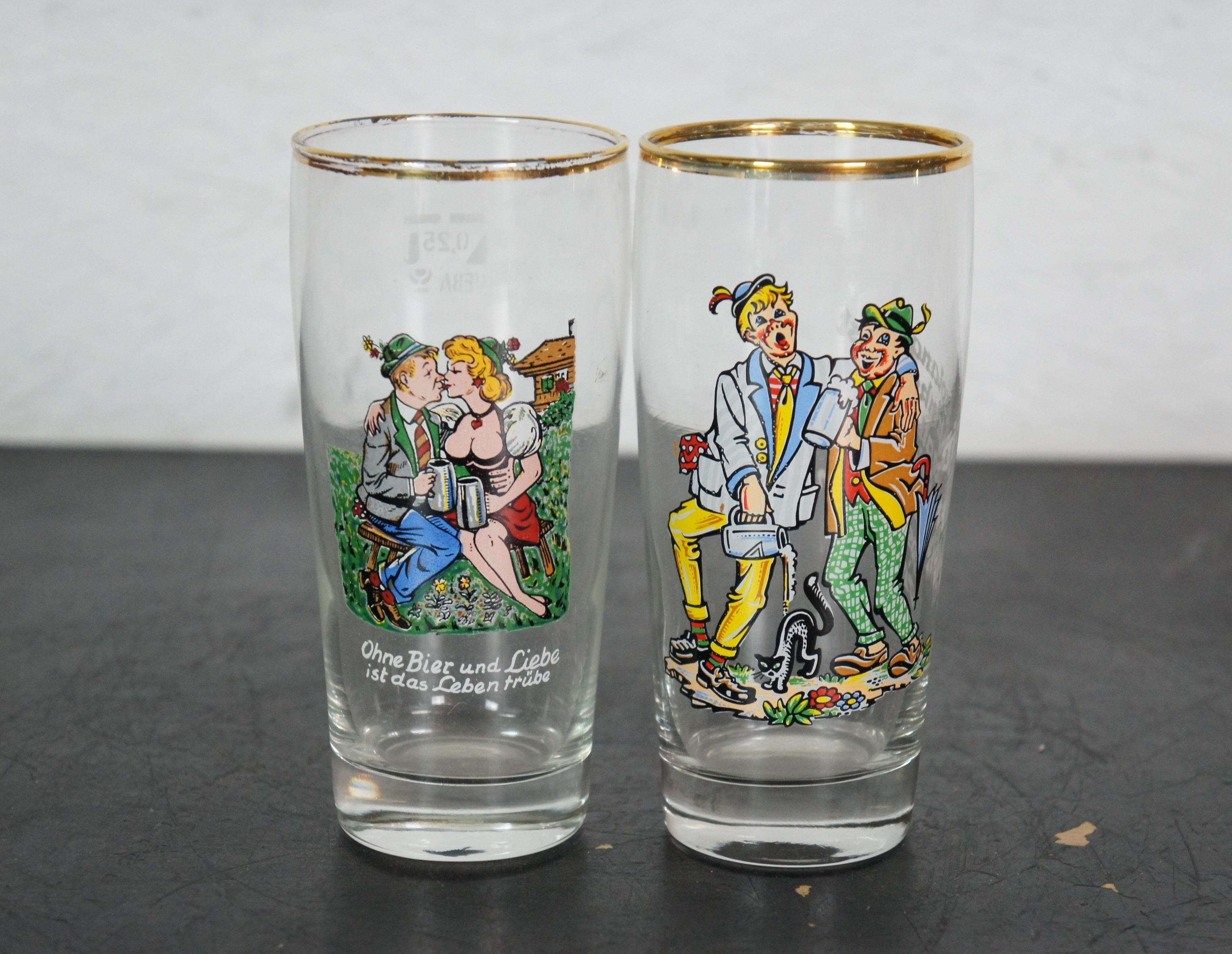 Lote de 23 vasos para beber cerveza alemana de mediados de siglo de humor arriesgado 4