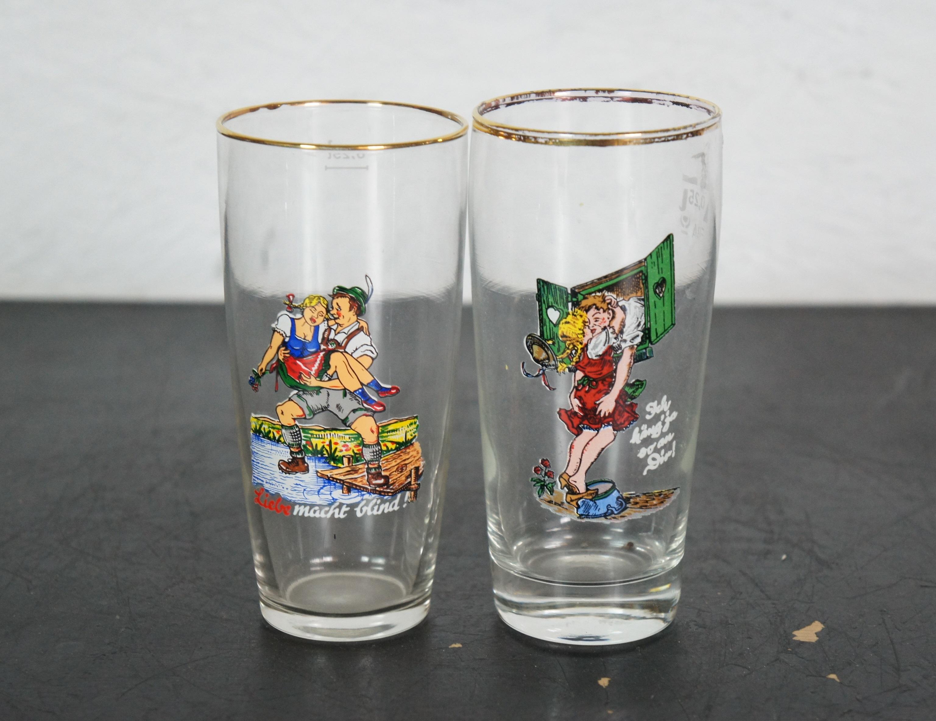 Lote de 23 vasos para beber cerveza alemana de mediados de siglo de humor arriesgado 5