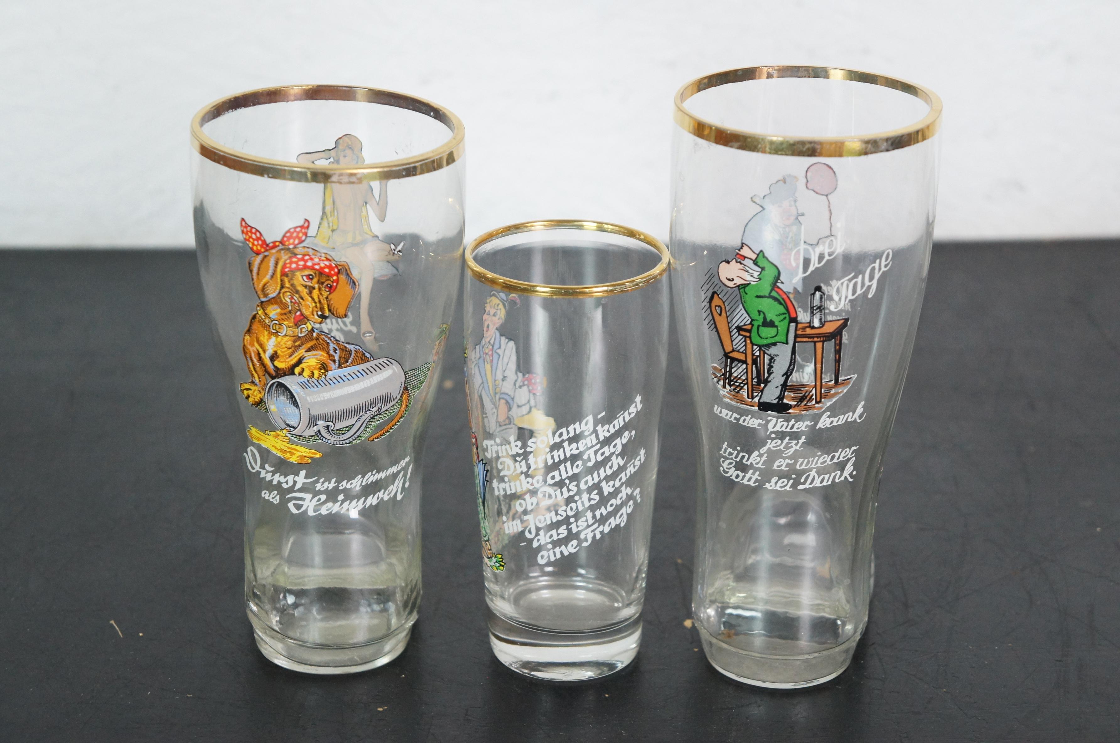 Lote de 23 vasos para beber cerveza alemana de mediados de siglo de humor arriesgado 6