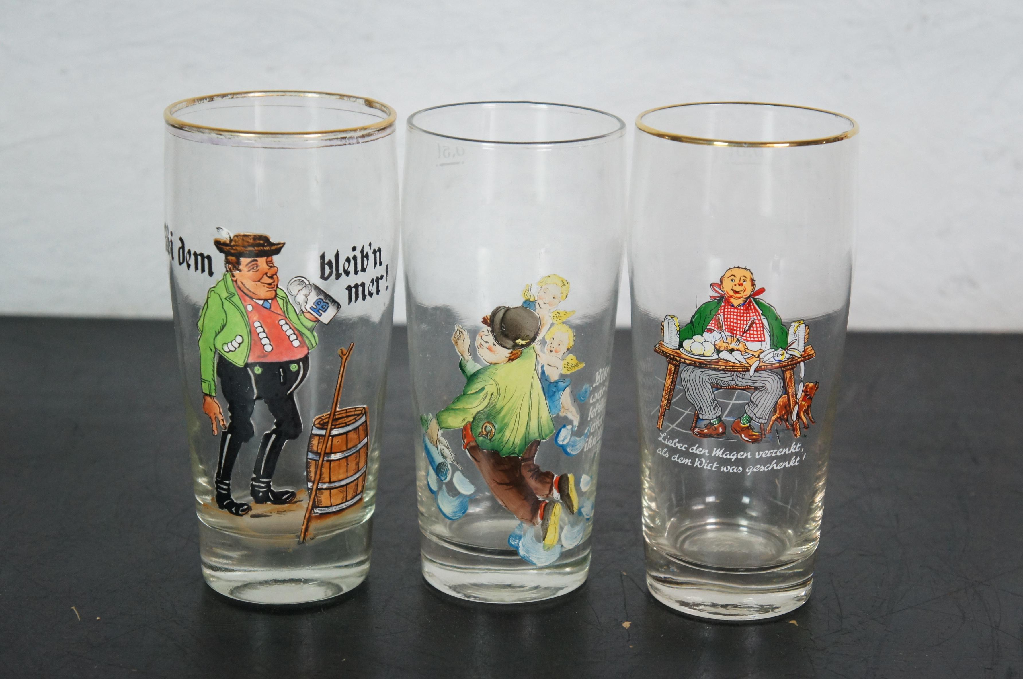 Lote de 23 vasos para beber cerveza alemana de mediados de siglo de humor arriesgado en Bueno Estado en Dayton, OH