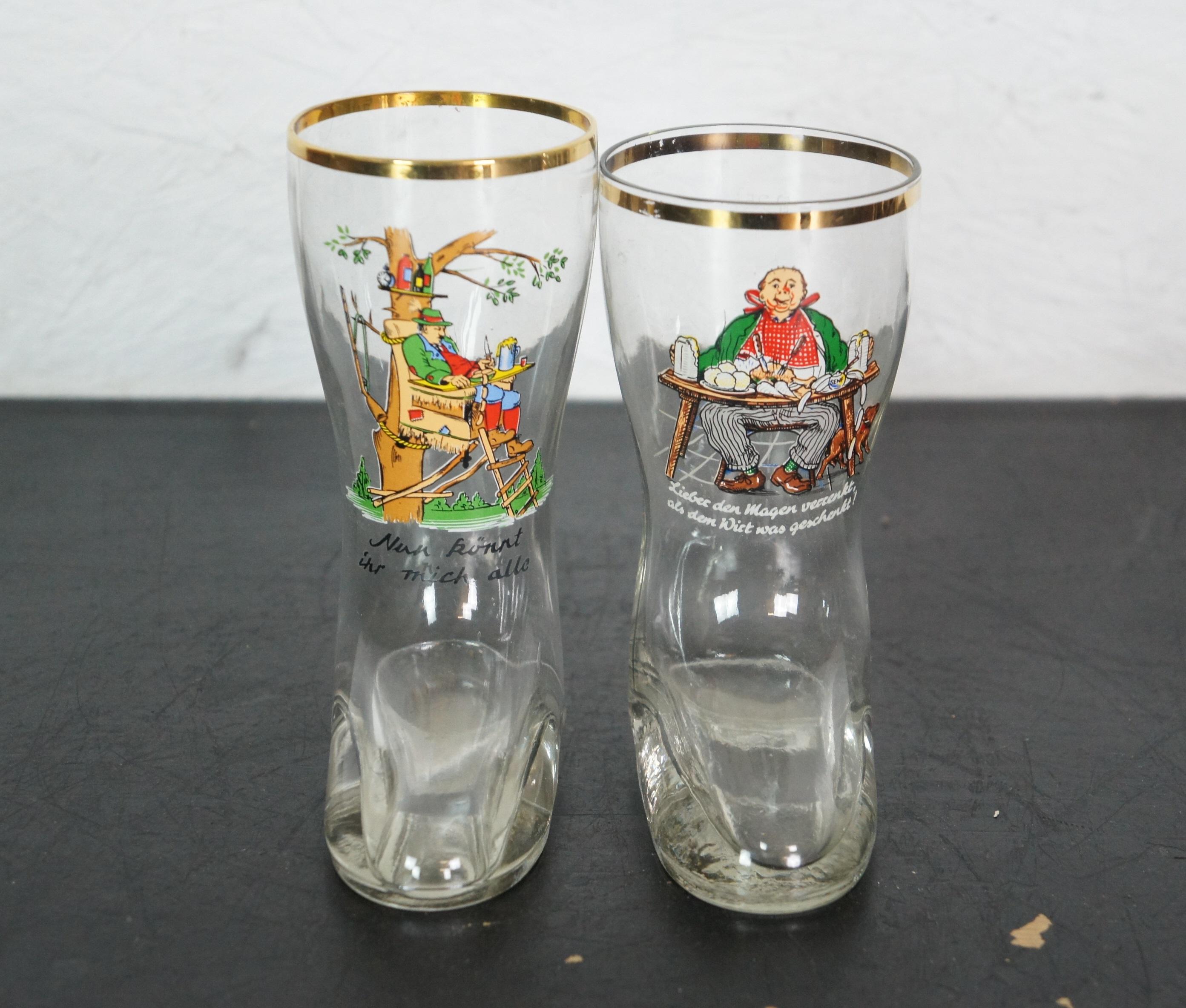 Lote de 23 vasos para beber cerveza alemana de mediados de siglo de humor arriesgado 1