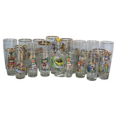 Lote de 23 vasos para beber cerveza alemana de mediados de siglo de humor arriesgado