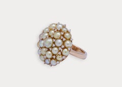 23 Shades of Certified Natural Bahraini Pearls w/ Scattered Diamonds 18k Ring