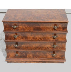Vintage Italian Book Form Burl Nightstand Chest of Drawers