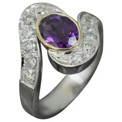 2.30 Carat Approximate Oval Amethyst  and Diamond Ring, Ben Dannie