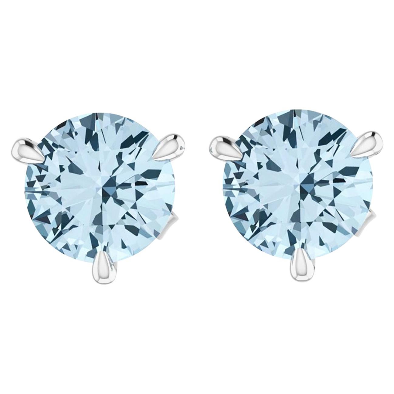 2.30 Carat Aquamarine Martini Ear Studs 18 Karat White Gold