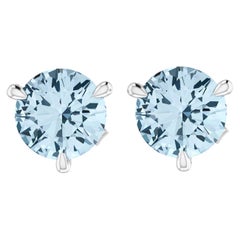 Clous d'oreilles Martini en or blanc 18 carats avec aigue-marine de 2,30 carats