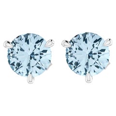 Boucles d'oreilles Martini en or blanc 18 carats avec aigue-marine de 2,30 carats