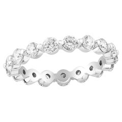 Alliance d'éternité en or blanc 14 carats avec diamants ronds taille brillant de 2,30 carats