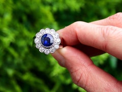 2.30 Carat Ceylon Sapphire and 1.60 Carat Diamond 18k White Gold Cluster Ring