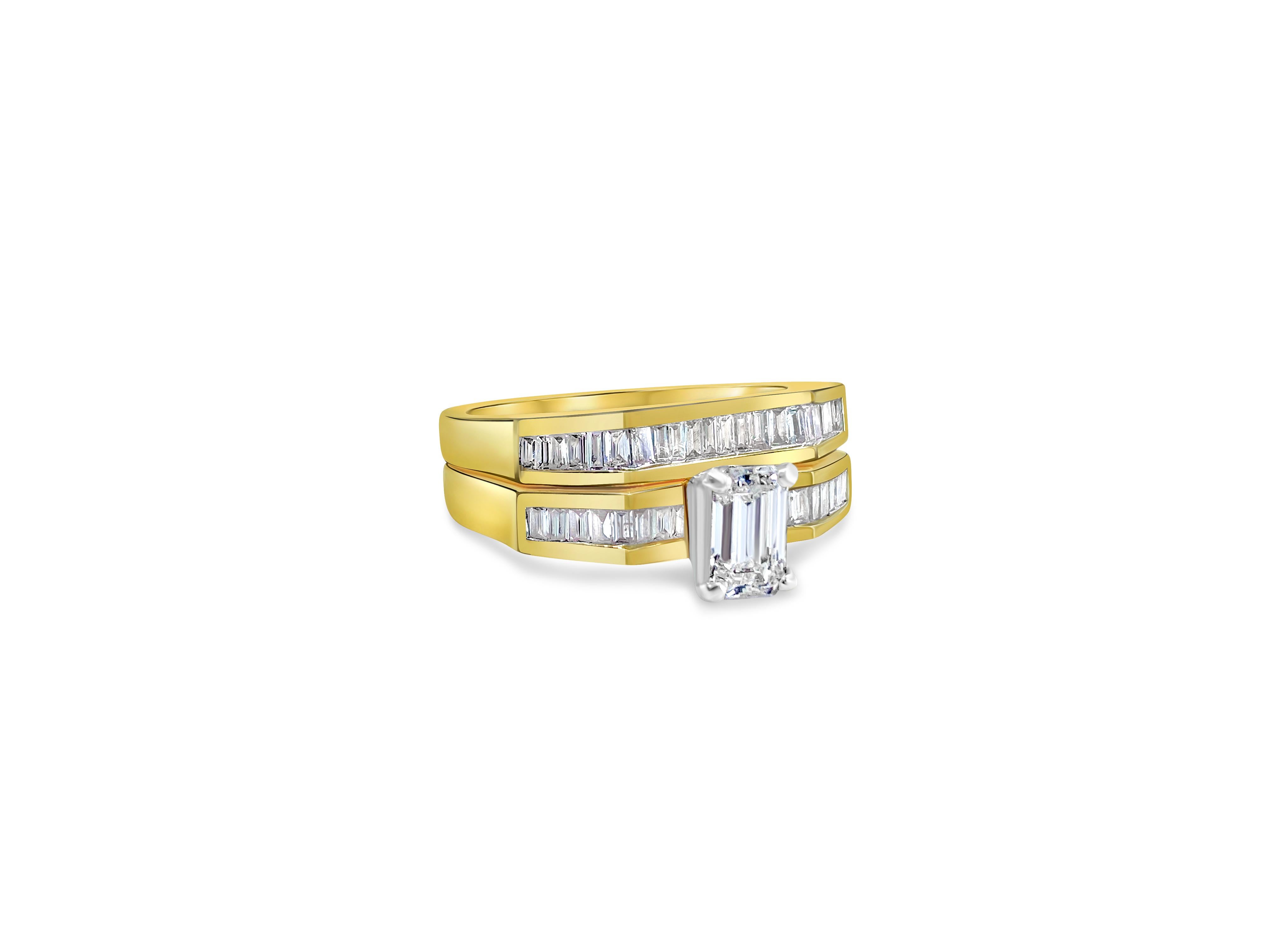 Baguette Cut 2.30 Carat Diamond Engagement Ring  Set For Her For Sale