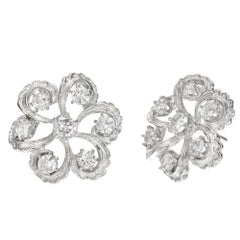 2.30 Carat Diamond Platinum Swirl Earrings