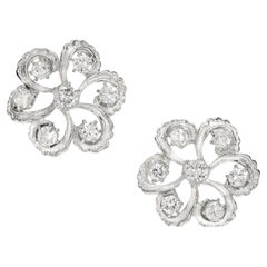 2.30 Carat Diamond Platinum Swirl Earrings