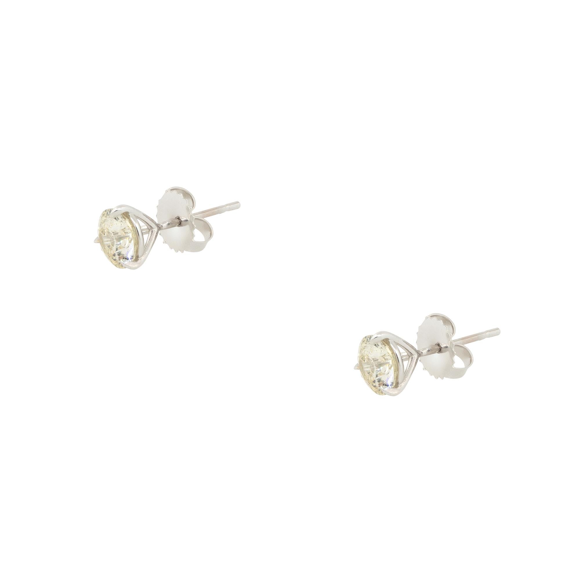 Round Cut 2.30 Carat Diamond Stud Earrings 14 Karat in Stock For Sale