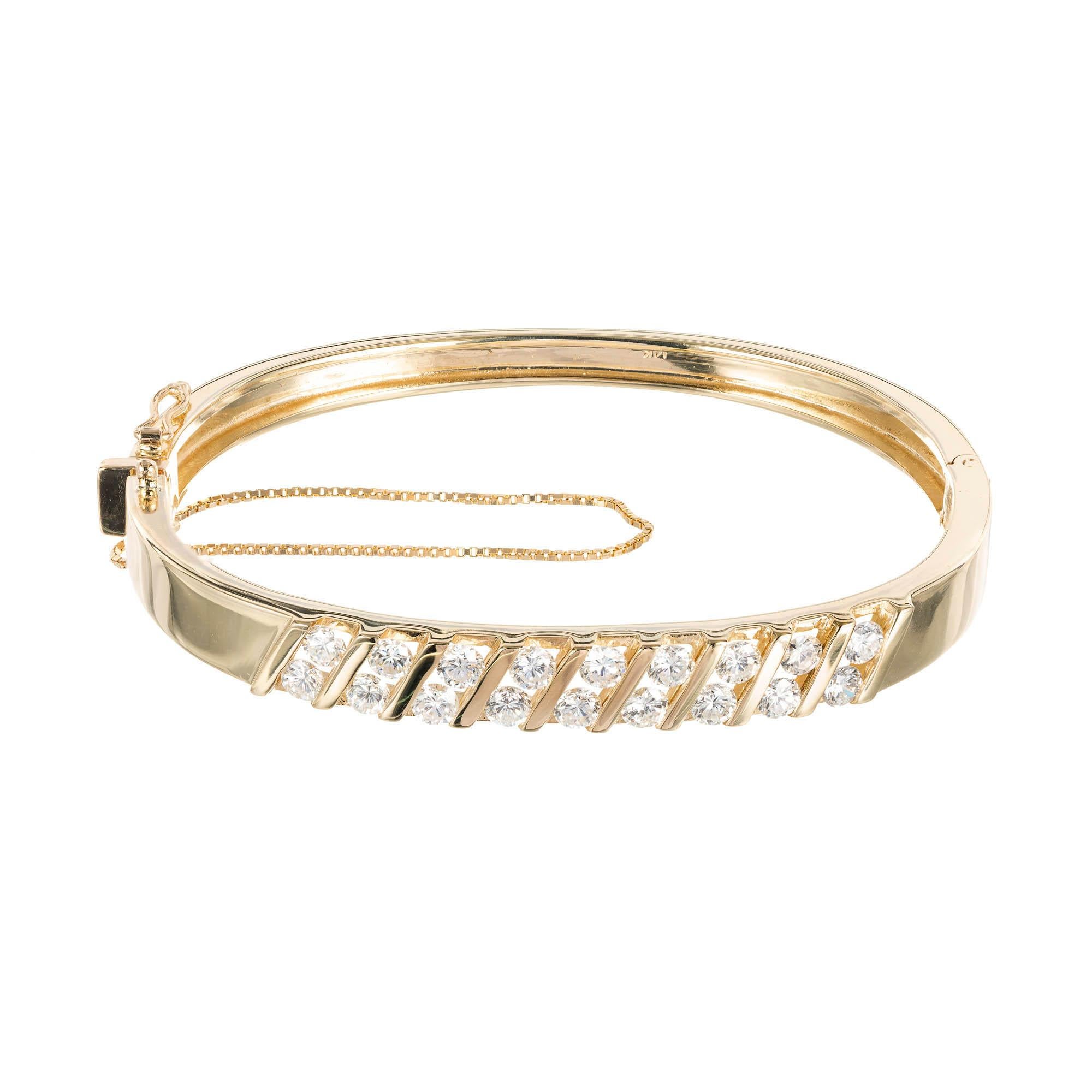 2.30 Carat Diamond Yellow Gold Bangle Bracelet