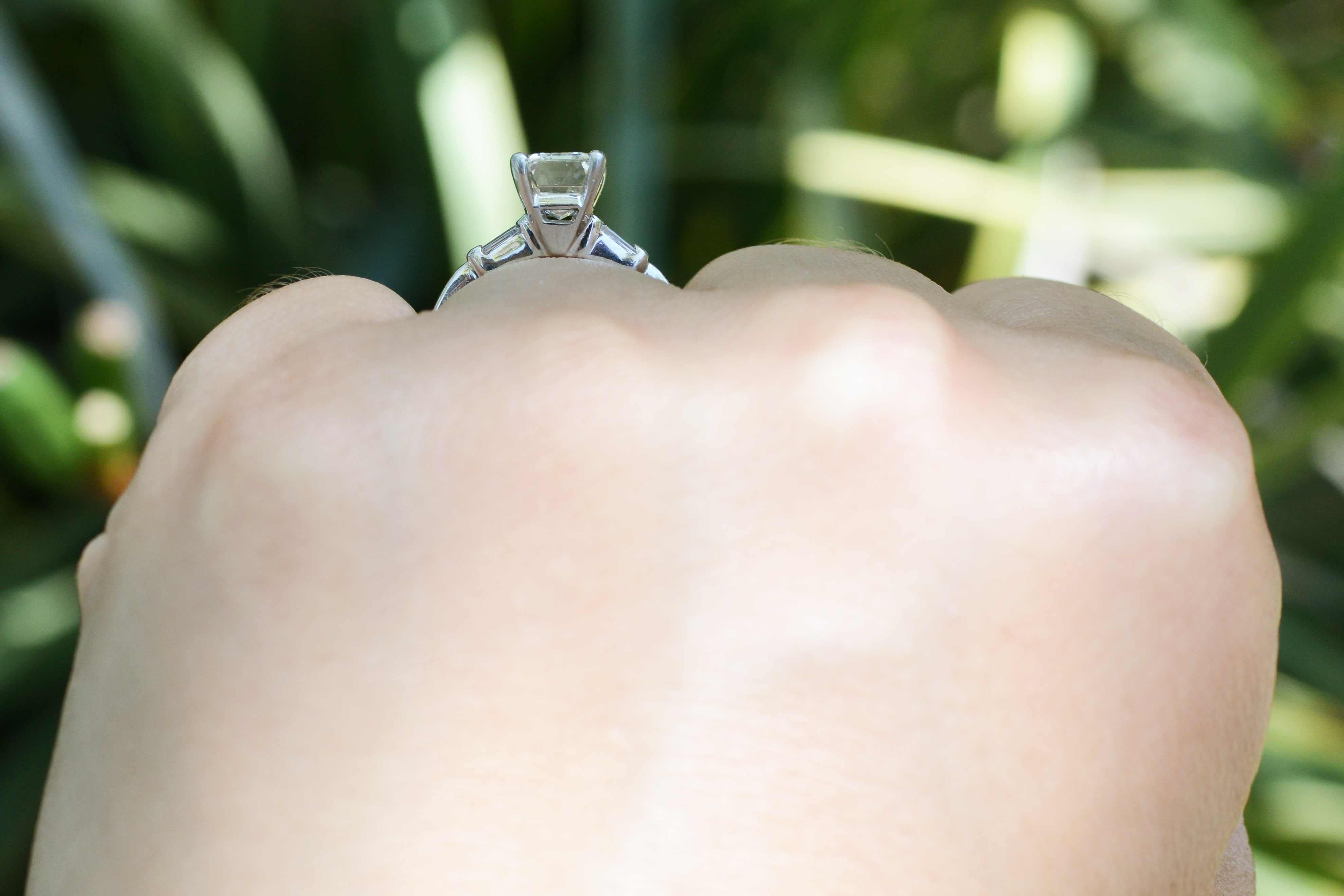 2.30 Carat Emerald Cut Diamond Engagement Ring Art Deco GIA Report In Good Condition For Sale In Santa Barbara, CA