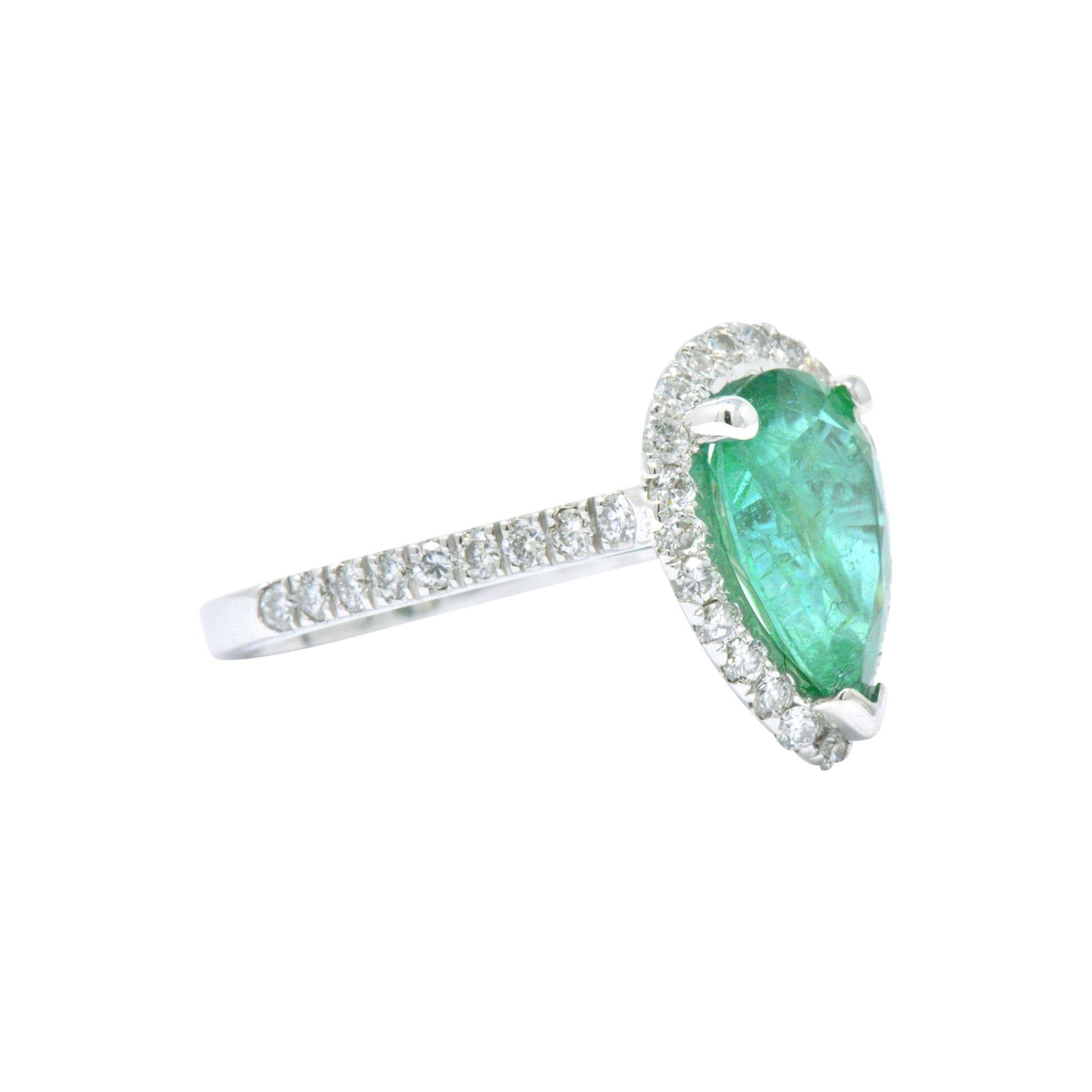 Contemporary 2.30 Carat Emerald Diamond and 14 Karat White Gold Ring