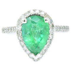 2.30 Carat Emerald Diamond and 14 Karat White Gold Ring