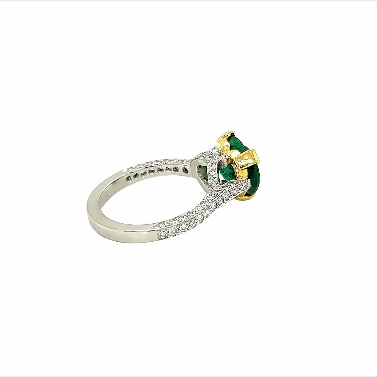 2,30 Karat Smaragd-Herz-Diamantring im Zustand „Neu“ im Angebot in New York, NY