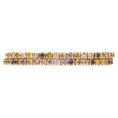 2.30 Carat Fancy Color Diamond Tennis Riviera, 14 Karat Pink Gold, Bracelet