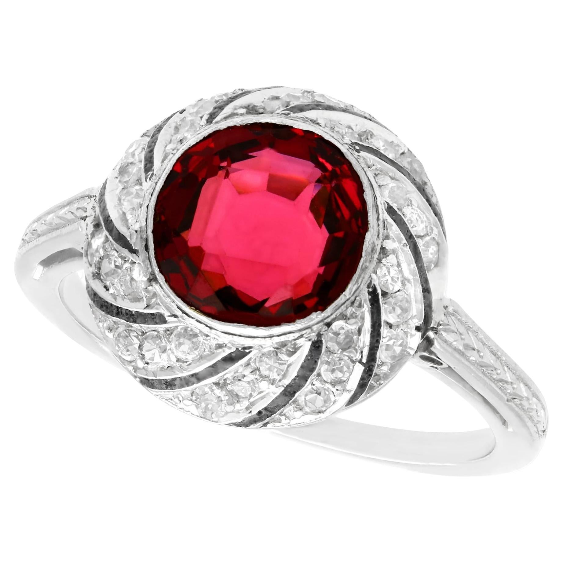Cocktailring aus Platin mit 2,30 Karat Granat und 0,30 Karat Diamant CIRCA 1920 im Angebot