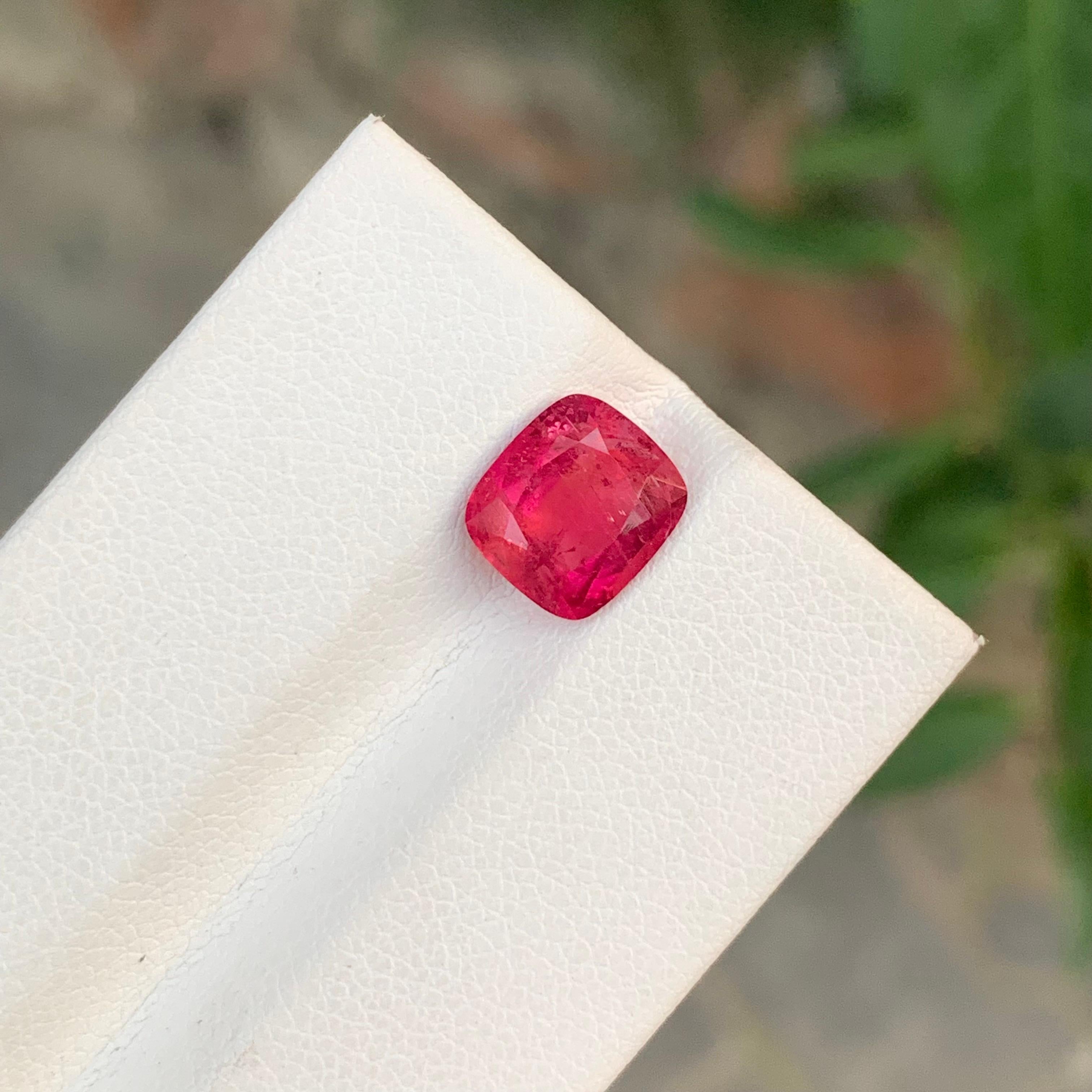 2.30 Carat Good Looking Faceted Rubellite Tourmaline Cushion Shape Gemstone For Sale 4
