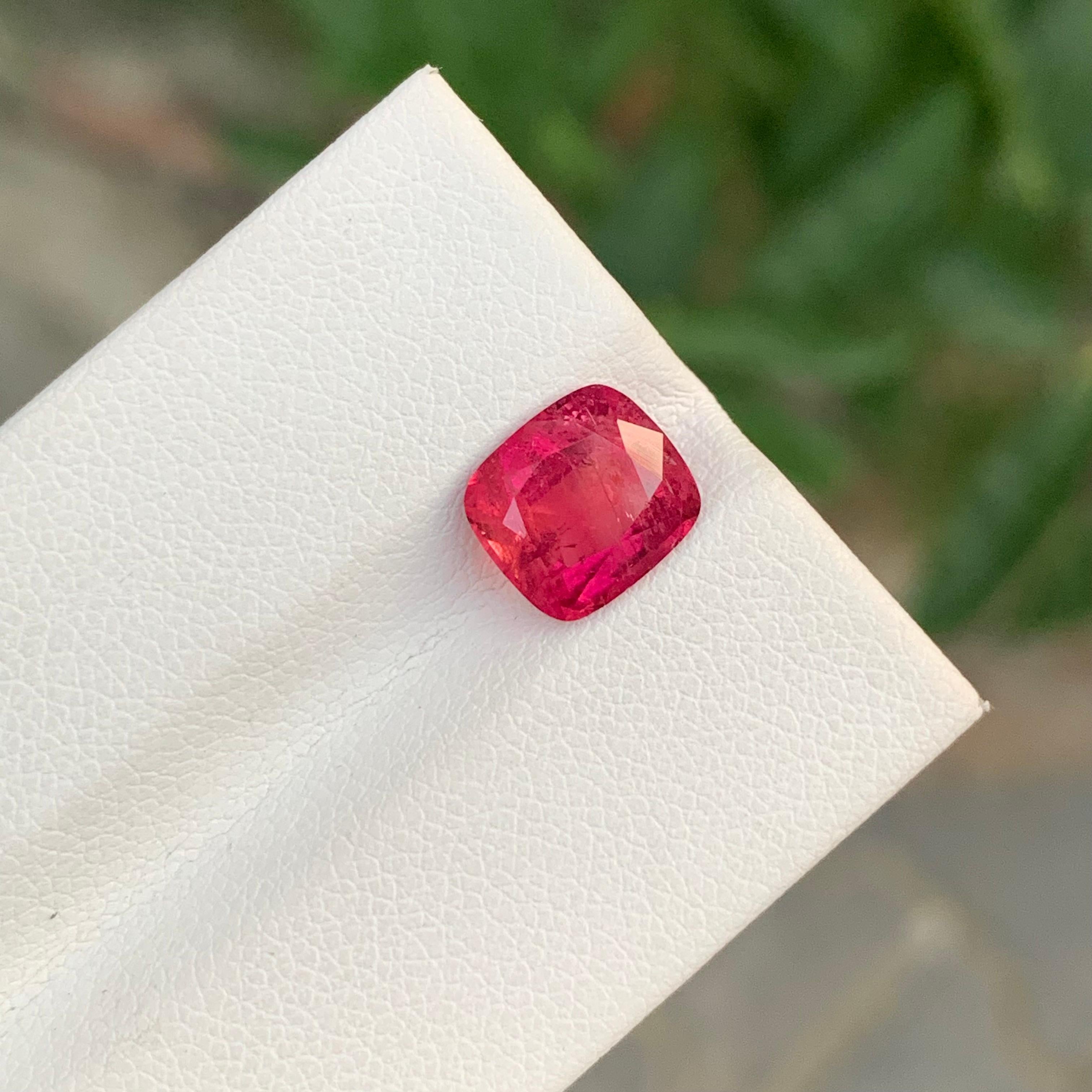 2.30 Carat Good Looking Faceted Rubellite Tourmaline Cushion Shape Gemstone For Sale 5