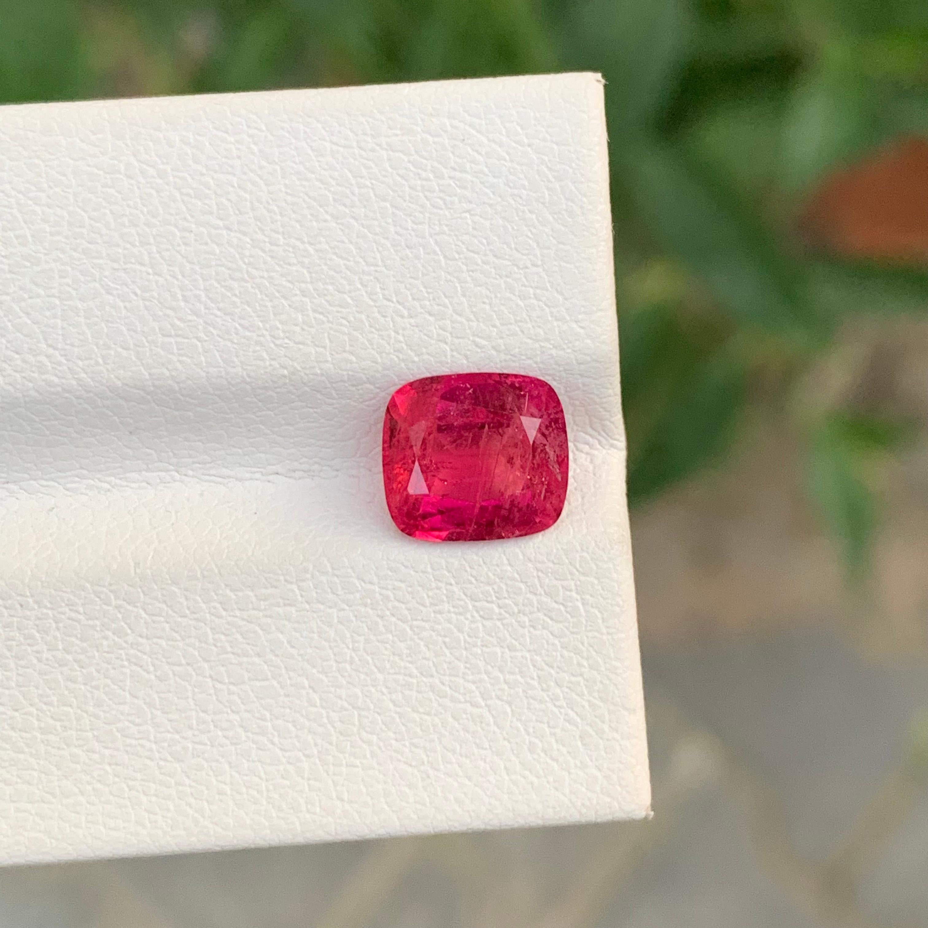 Arts and Crafts 2.30 Carat Good Looking Faceted Rubellite Tourmaline Cushion Shape Gemstone For Sale
