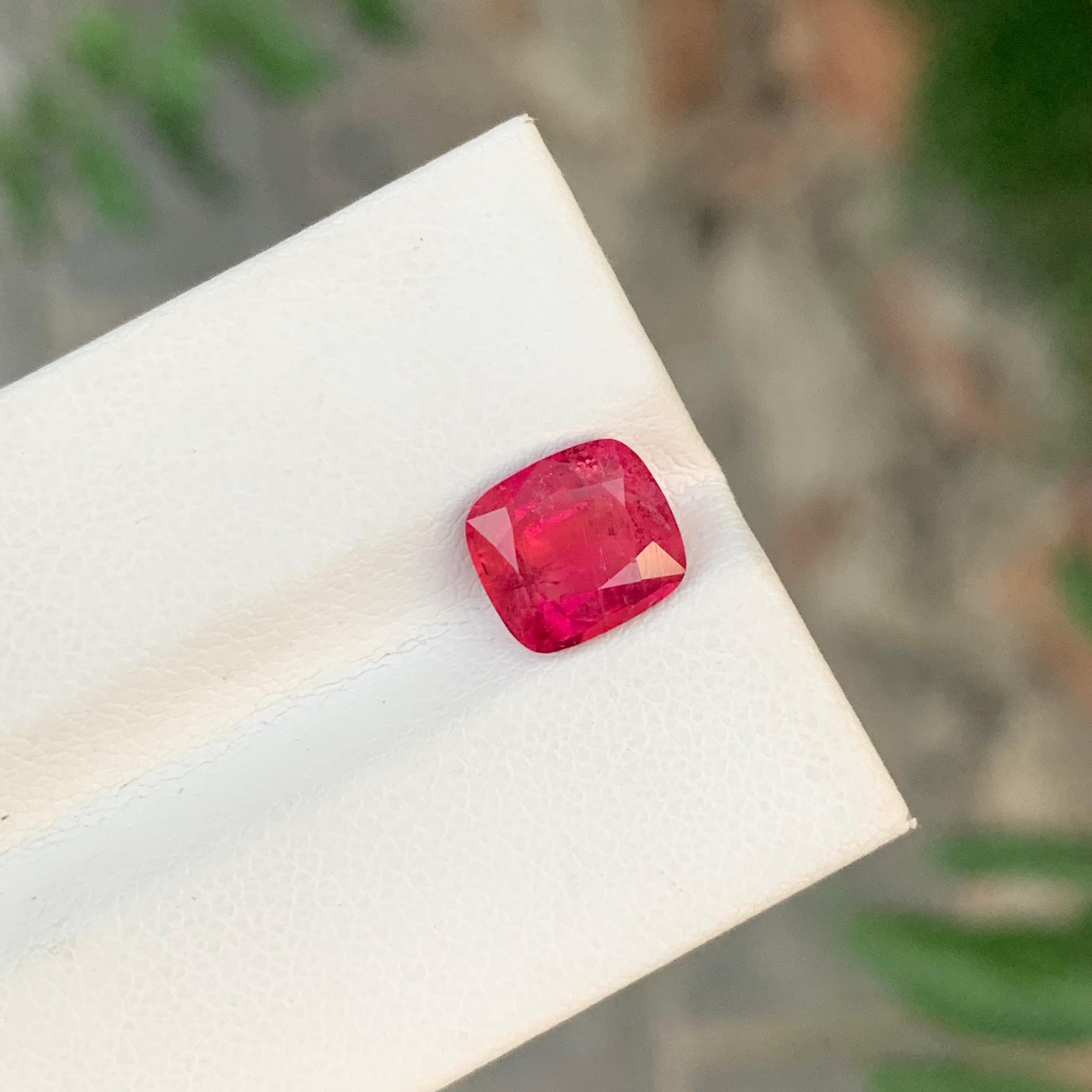 Cushion Cut 2.30 Carat Good Looking Faceted Rubellite Tourmaline Cushion Shape Gemstone For Sale