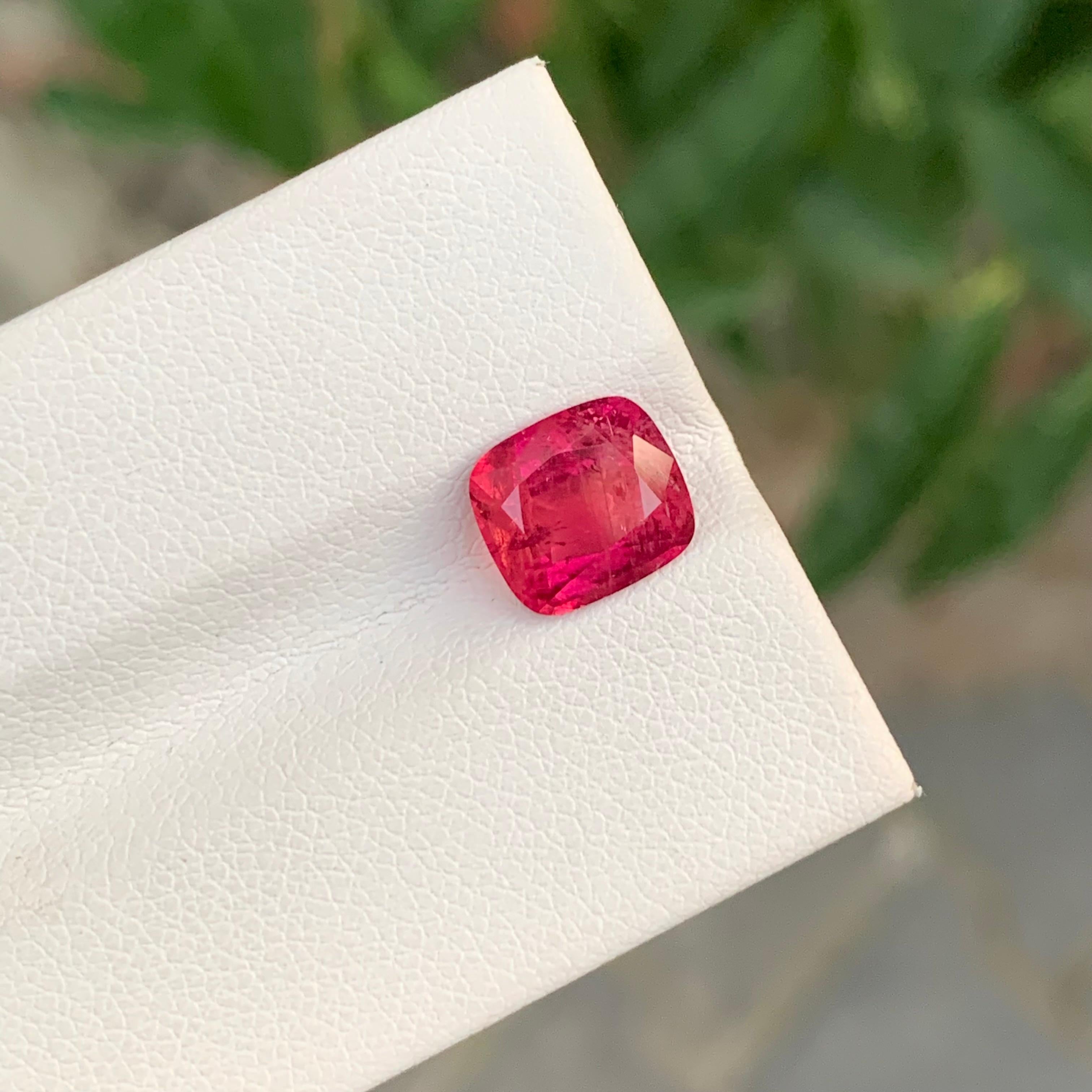 2.30 Carat Good Looking Faceted Rubellite Tourmaline Cushion Shape Gemstone For Sale 1